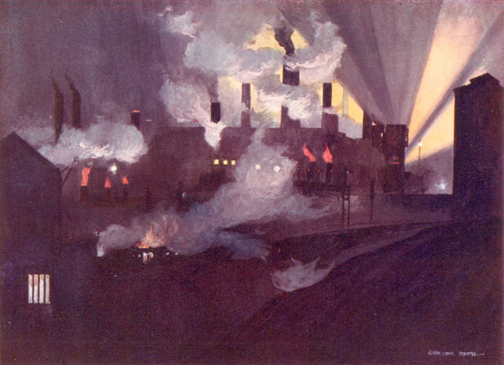 YORKS. Sheffield at Night 1908 old antique vintage print picture